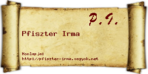 Pfiszter Irma névjegykártya