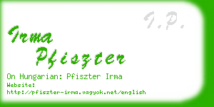 irma pfiszter business card